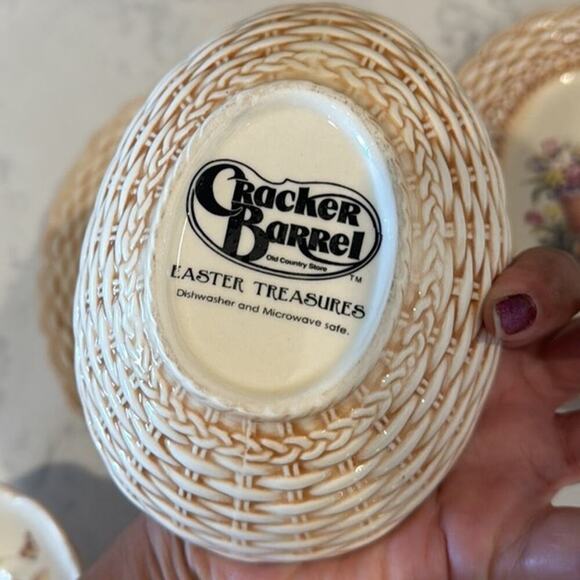 Cracker Barrel Easter Treasures Ceramic Plate & Bowl 2 Sets rabbit Flowers - Picture 5 of 8